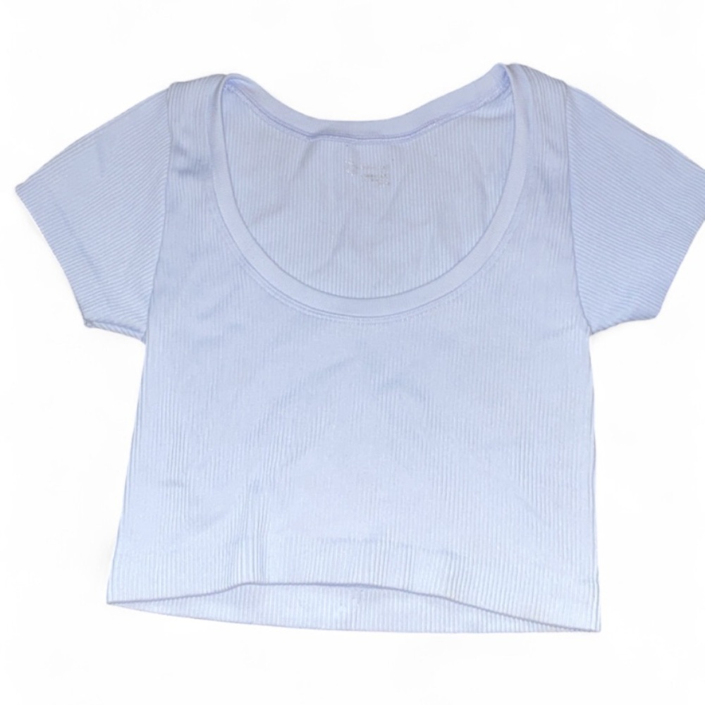 Aerie Blue Short Sleeve Crop T-Shirt